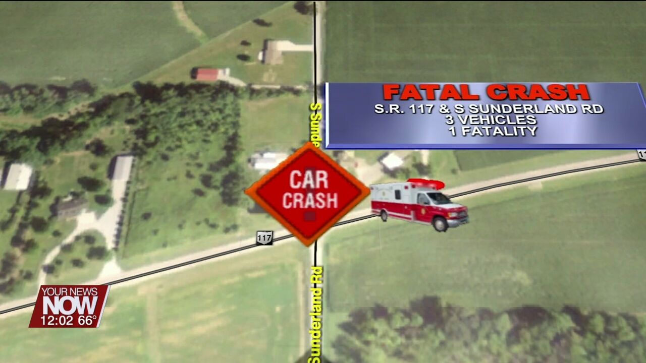 One killed in a three-vehicle crash at the intersection of Sunderland Road and SR 117